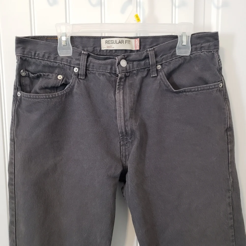 Vintage Levis 505 Regular Fit Straight Leg Denim Gray‎ Jeans Red Tab Mens 36/29